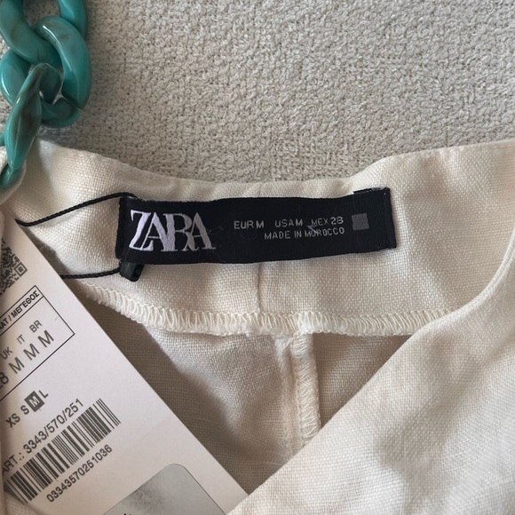 NWT Zara Linen Blend Jumpsuit with Chain Straps M Oyster White - Picture 7 of 15